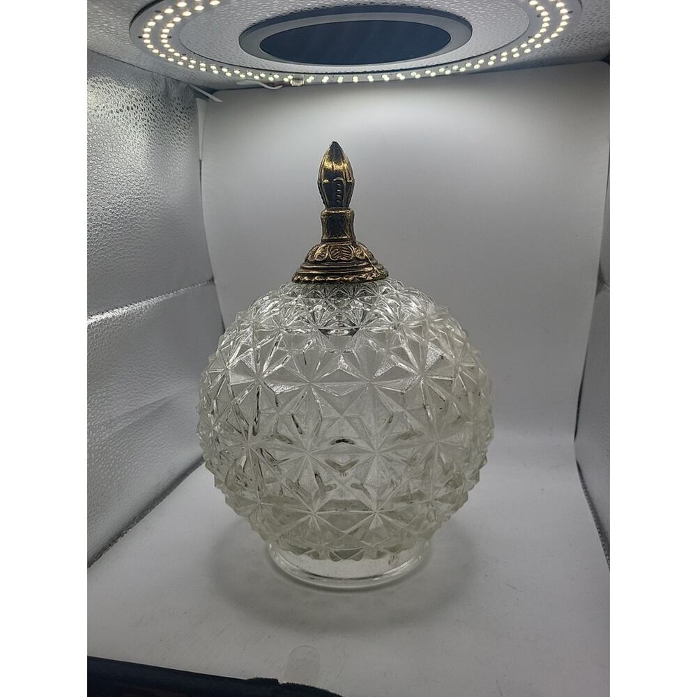 vintage Hollywood Regency MCM cut diamond crystal ball shade